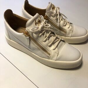 Giuseppe Zanotti White Sneakers with Gold Accents
